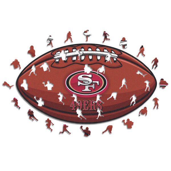 NFL - San Francisco 49ers &ndash; Football mit Logo - Holz Puzzle Gr&ouml;sse S (150 Teile)