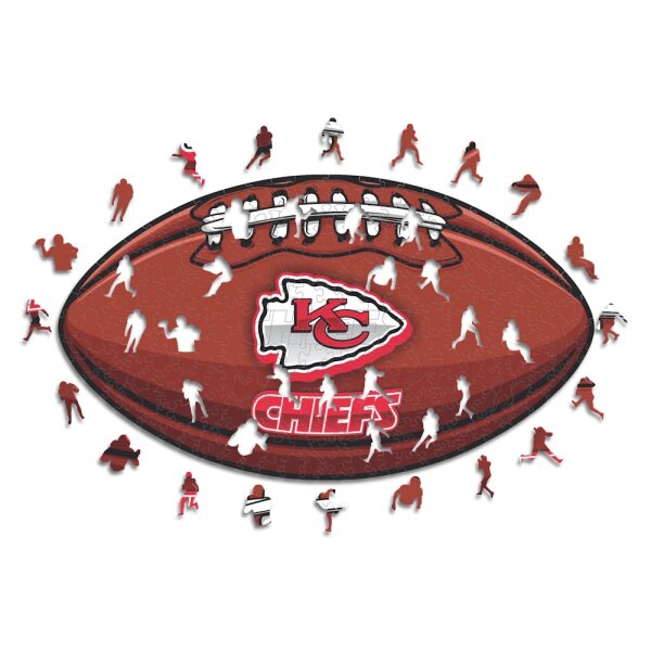 NFL - Kansas City Chiefs&ndash; Football con Logo  - Puzzle in Legno Taglia S (150 Pezzi)