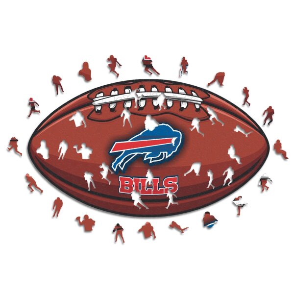 NFL - Buffalo Bills&ndash; Football avec Logo  - Puzzle en bois Taille S (150 Pi&egrave;ces)