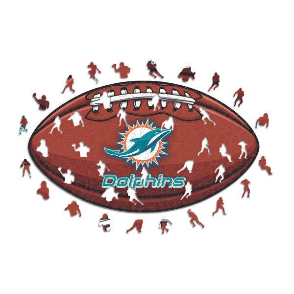 NFL - Miami Dolphins&ndash; Football avec Logo  - Puzzle en bois Taille S (150 Pi&egrave;ces)