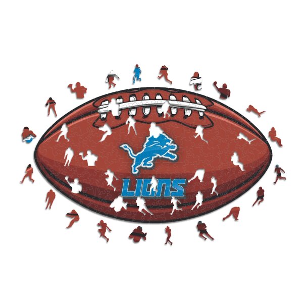 NFL - Detroit Lions&ndash; Football avec Logo  - Puzzle en bois Taille S (150 Pi&egrave;ces)