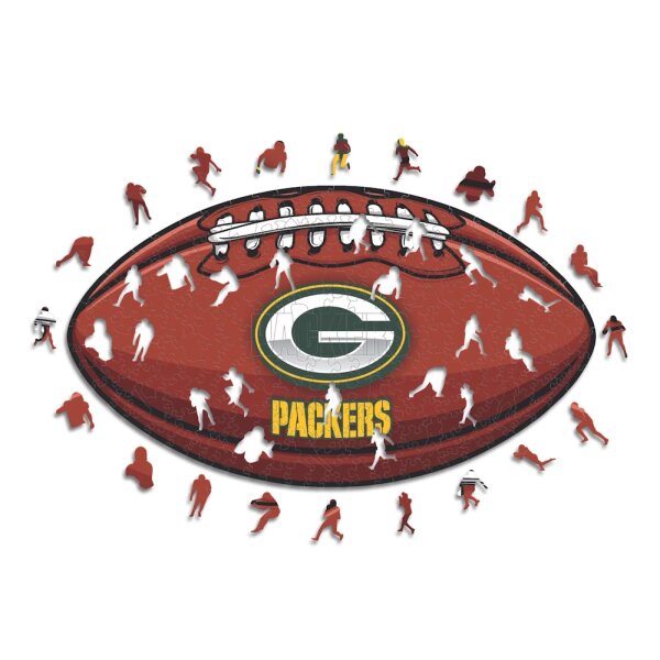 NFL - Green Bay Packers&ndash; Football avec Logo  - Puzzle en bois Taille S (150 Pi&egrave;ces)
