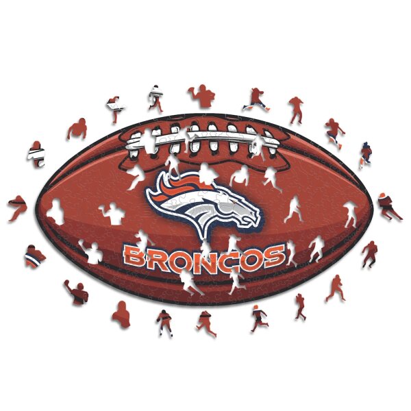 NFL - Denver Broncos&ndash; Football avec Logo  - Puzzle en bois Taille S (150 Pi&egrave;ces)