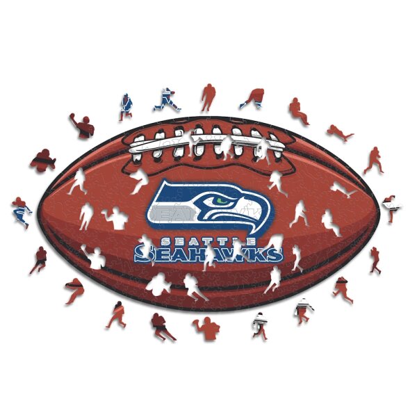 NFL - Seattle Seahawkss&ndash; Football con Logo  - Puzzle in Legno Taglia S (150 Pezzi)