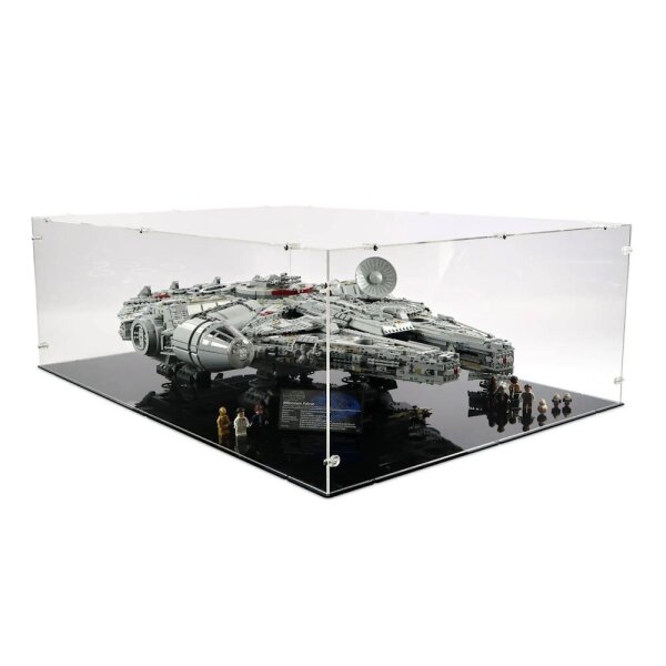 Display acrilico senza supporto per LEGO&reg; 75192 Star Wars UCS Millennium Falcon (con fondo nero)