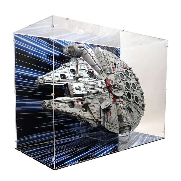 Acrylic display vertical & stand for LEGO&reg; 75192 Star Wars UCS Millennium Falcon (with background image)