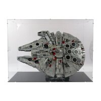 Pr&eacute;sentoir vertical en acrylique et support pour LEGO&reg; 75192 Star Wars UCS Millennium Falcon (avec base noire)