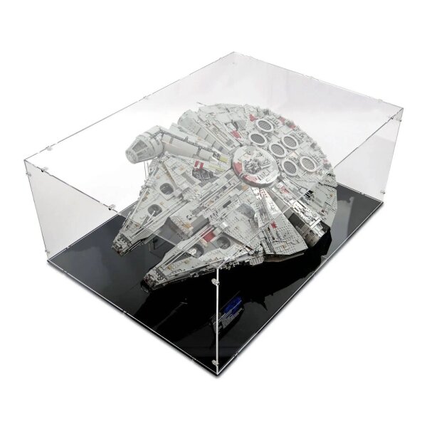 Pr&eacute;sentoir horizontal en acrylique avec support pour LEGO&reg; 75192 Star Wars UCS Millennium Falcon (avec base noire)