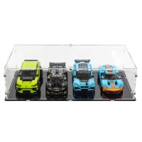 Acryl-Display XL f&uuml;r 4 x LEGO&reg; Speed Chamions Modele nebeneinander (Mit schwarzem Boden)