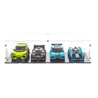 Acryl-Display XL f&uuml;r 4 x LEGO&reg; Speed Chamions Modele nebeneinander (Mit schwarzem Boden)