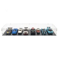 Display in acrilico XL per 8 modelli LEGO&reg; Speed Champions affiancati (con base nera)