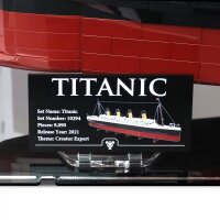 Pr&eacute;sentoir en acrylique pour LEGO&reg; 10294 Titanic (avec fond noir)