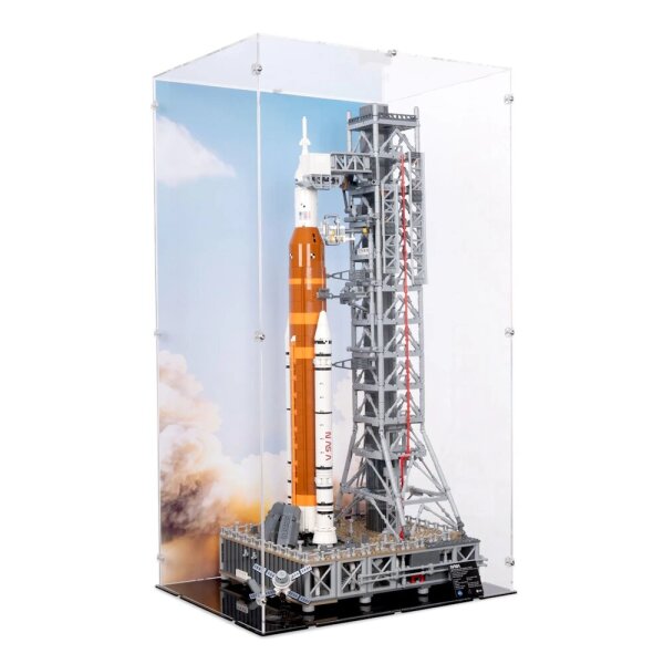 Pr&eacute;sentoir en acrylique pour LEGO&reg; 10341 NASA Artemis Launch Pad (avec image darri&egrave;re-plan)