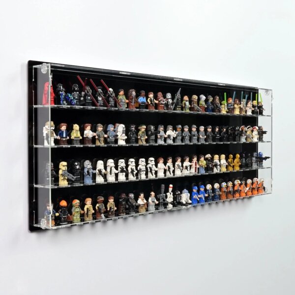 Acryl-Wand-Display f&uuml;r 100 LEGO&reg;-Minifiguren (Mit schwarzem Hintergrund)