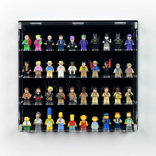 Acryl-Wand-Display f&uuml;r 40 LEGO&reg;-Minifiguren (Mit schwarzem Hintergrund)