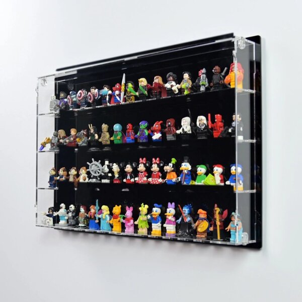 Acryl-Wand-Display f&uuml;r 60 LEGO&reg;-Minifiguren (Mit schwarzem Hintergrund)