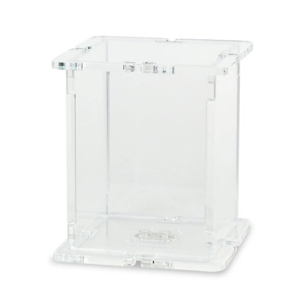 Display in in acrilico per 1 minifigure LEGO&reg; (con base trasparente e 2 brochie)