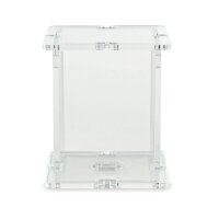Display in in acrilico per 1 minifigure LEGO&reg; (con base trasparente e 2 brochie)