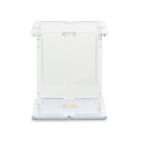 Display in acrilico per 1 minifigure LEGO&reg; (con base bianca e 2 borchie)