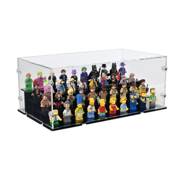 Acrylic display for 40 LEGO&reg; minifigures (with black base and studs)
