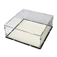 Acryl-Display f&uuml;r LEGO&reg; Minifguren f&uuml;r eine  32x32 Platte (Mit schwarzem Boden)