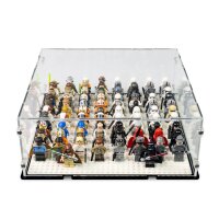 Acryl-Display f&uuml;r LEGO&reg; Minifguren f&uuml;r eine  32x32 Platte (Mit schwarzem Boden)