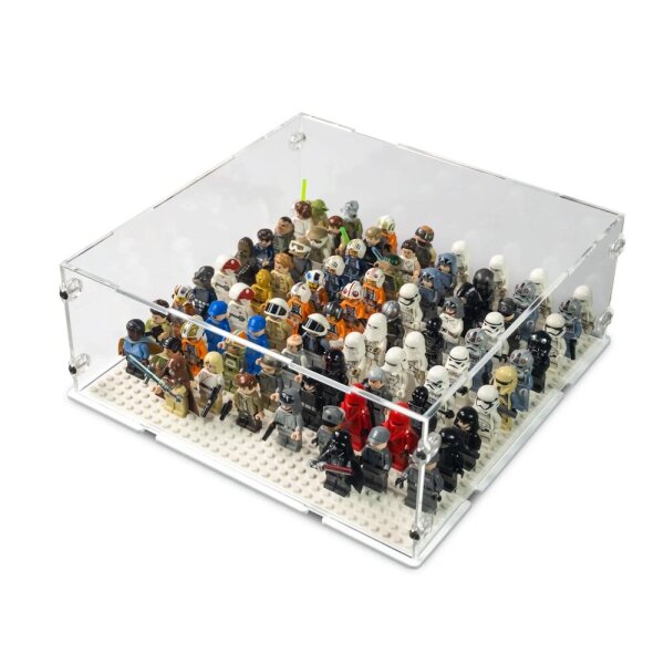 Acrylic display for LEGO&reg; minifigures for a 32x32 plate (with white base)
