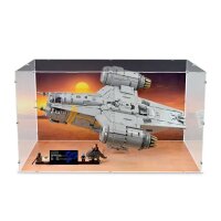 Display acrilico per LEGO&reg; 75331 Star Wars - The Razor Crest (con immagine di sfondo, supporto e base nera)