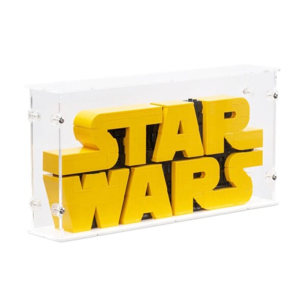 Pr&eacute;sentoir en acrylique pour LEGO&reg; 75407 Logo de Star Wars en briques (avec fond blanc)
