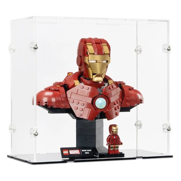 Acryl-Display f&uuml;r LEGO&reg; 76327 Iron Man MK4 (Mit schwarzem Boden)