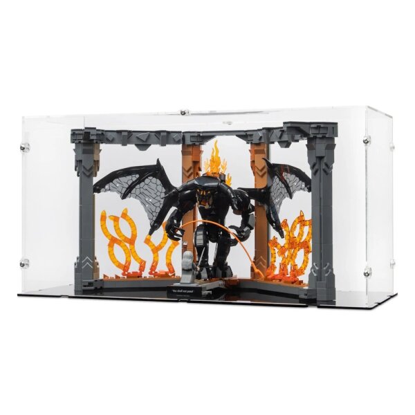 Acryl-Display f&uuml;r die offene LEGO&reg; 10367 Der Herr der Ringe - Balrog B&uuml;cherst&uuml;tze (Mit schwarzem Boden)