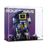Acrylic display for LEGO&reg; 10358 Transformers: Soundwave (With background image & black base)