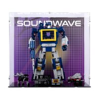 Acrylic display for LEGO&reg; 10358 Transformers: Soundwave (With background image & black base)