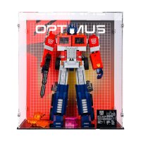 Display acrilico per LEGO&reg; 10302 Transformers: Optimus Prime  (con immagine di sfondo e base nera)