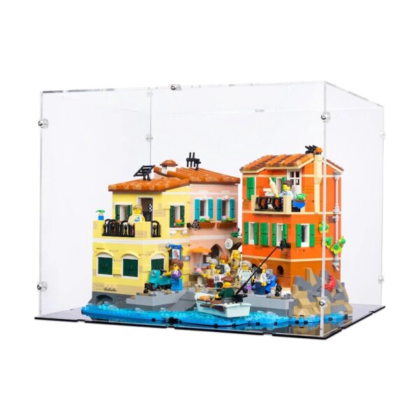 Pr&eacute;sentoir en acrylique pour LEGO&reg; 21359 Riviera italienne (avec fond noir)