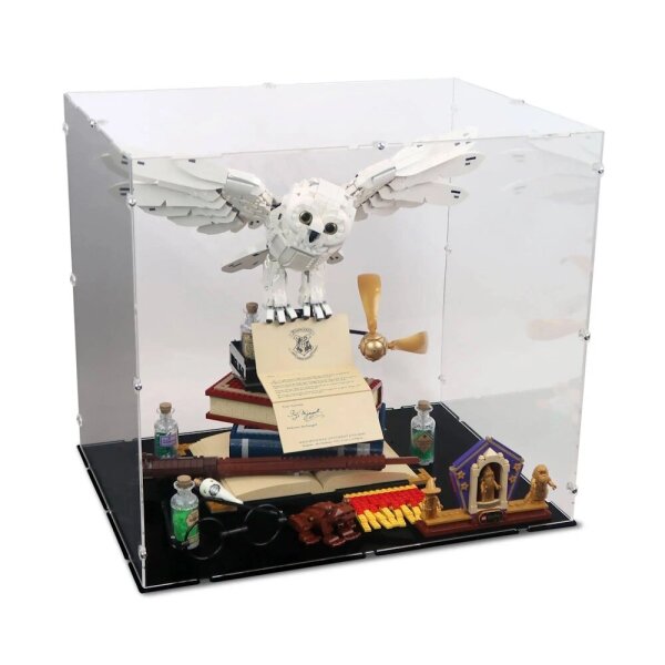 Display in acrilico per LEGO&reg; 76391 Harry Potter - Icone di Hogwarts - Edizione del collezionista (con fondo nero)