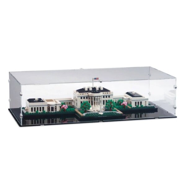 Display in acrilico per LEGO&reg; 21054 Casa Bianca (con base nera)