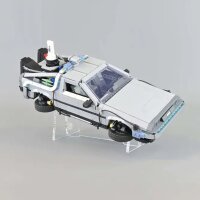 Acryl-St&auml;nder f&uuml;r LEGO&reg;  10300 Die Zeitmaschine aus Zur&uuml;ck in die Zukunft DeLorean  (Angewinkelt)