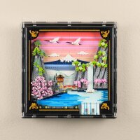 Acrylic wall display for LEGO&reg; Japanese Cherry Blossom Landscape (with black background)