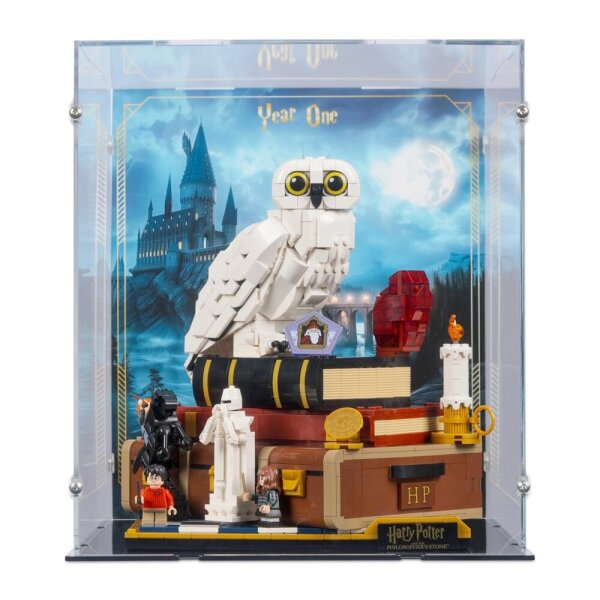 Acryl-Display f&uuml;r LEGO&reg; 76466 Harry Potter -  Stein der Weisen &ndash; Sammleredition (Mit Hintergrundbild & schwarzem Boden)