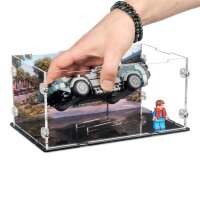 Acryl-Display f&uuml;r LEGO&reg; 77256 Zeitmaschine aus Zur&uuml;ck in die Zukunft (Mit Uhrenturm Hintergrundbild & St&auml;nder f&uuml;r 2 Platzierungsvarianten)