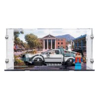 Acryl-Display f&uuml;r LEGO&reg; 77256 Zeitmaschine aus Zur&uuml;ck in die Zukunft (Mit Uhrenturm Hintergrundbild & St&auml;nder f&uuml;r 2 Platzierungsvarianten)