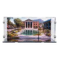 Acryl-Display f&uuml;r LEGO&reg; 77256 Zeitmaschine aus Zur&uuml;ck in die Zukunft (Mit Uhrenturm Hintergrundbild & St&auml;nder f&uuml;r 2 Platzierungsvarianten)