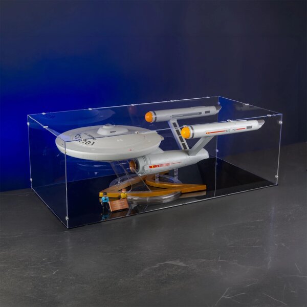 Pr&eacute;sentoir en acrylique pour Playmobil 70548 Star Trek U.S.S. Enterpirse NCC-1701 (Avec fond noir)