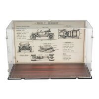 Acryl-Display f&uuml;r LEGO&reg; 11376 Ford Model T  (Mit Technischem Hintergrundbild & Holzdesign Boden)