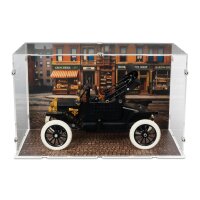 Acryl-Display f&uuml;r LEGO&reg; 11376 Ford Model T (Mit Retro Strassenkulissen Hintergrundbild & Pflasterstein Boden Design)