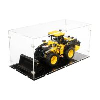 Pr&eacute;sentoir en acrylique pour LEGO&reg; 42207 La chargeuse sur pneus Volvo L120 Electric (avec fond noir)