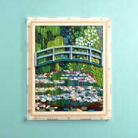 Acryl-Wand-Display f&uuml;r LEGO&reg; 31220 Claude Monet &ndash; Br&uuml;cke &uuml;ber einen Seerosenteich (Mit weissem Hintergrund)