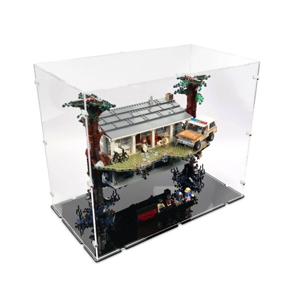 Pr&eacute;sentoir en acrylique pour LEGO&reg; 75810 Stranger Things - La maison dans le monde &agrave; lenvers (avec fond noir)