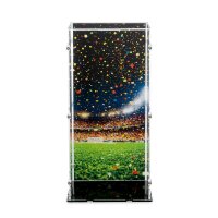 Pr&eacute;sentoir en acrylique pour LEGO&reg; 43020 Troph&eacute;e officiel de la Coupe du monde de la FIFA  (avec image darri&egrave;re-plan et base noire)